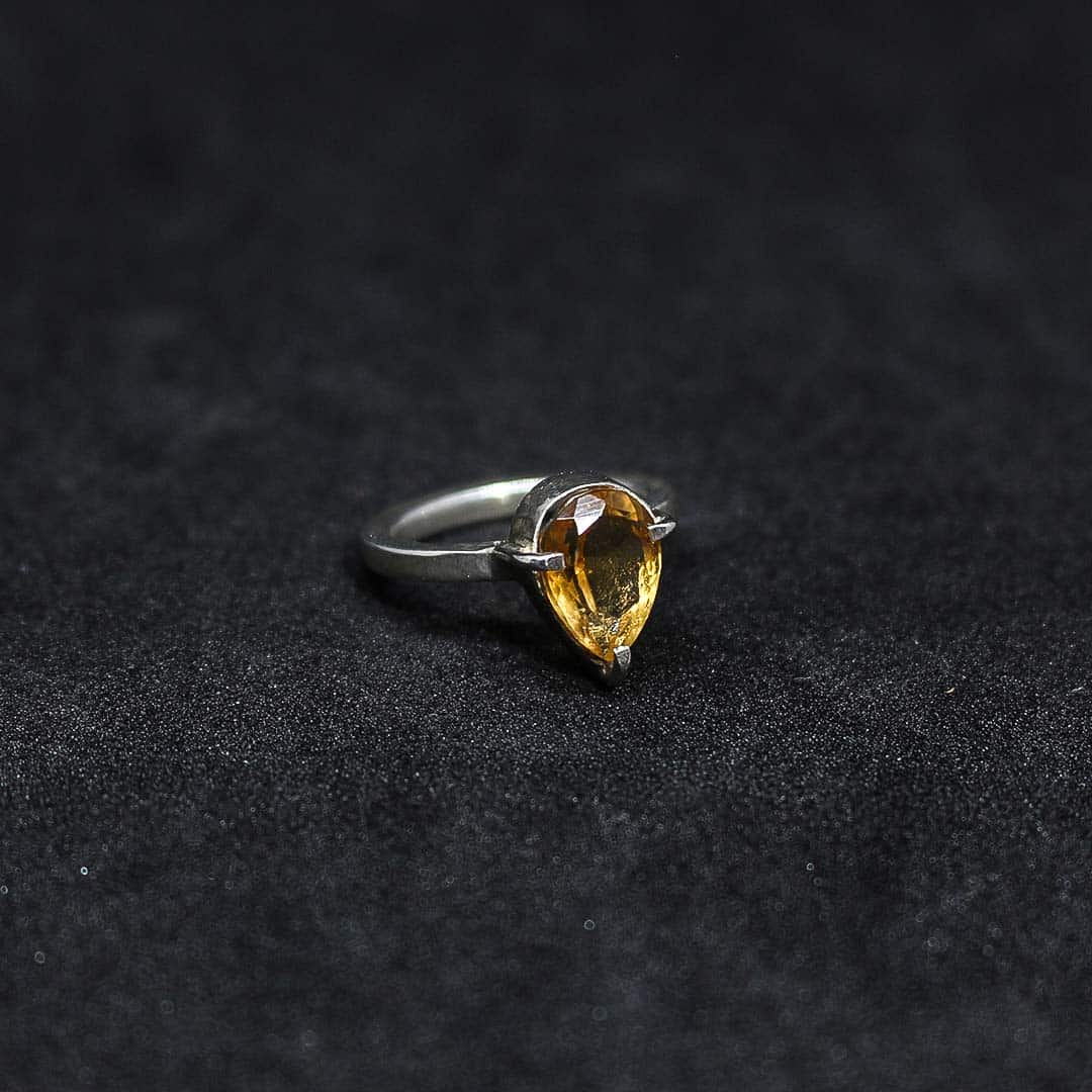 Bague ajustable en citrine naturelle 3,4 carats en argent 940 - artisanat Tunisien fait main | ILEYCOM