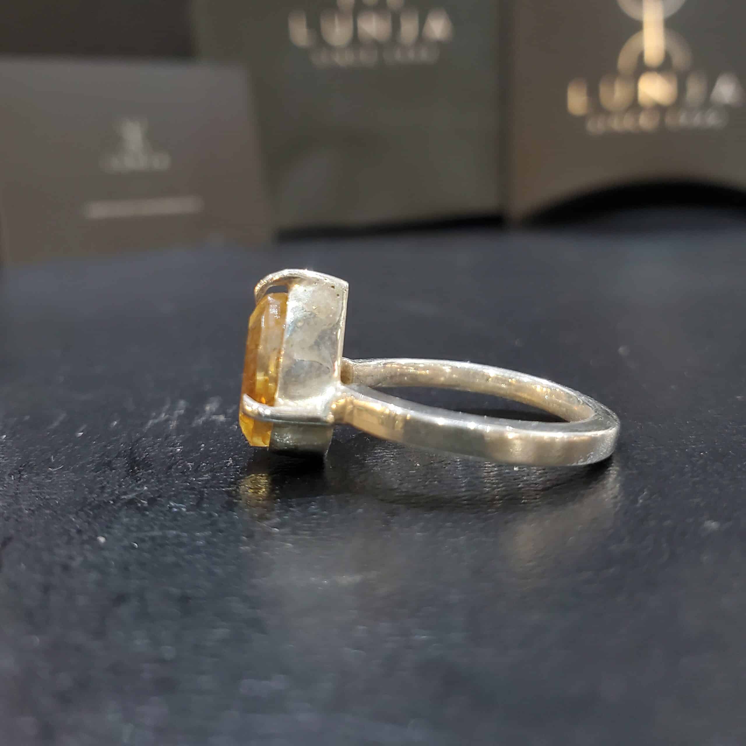 Bague ajustable en citrine naturelle 3,4 carats en argent 940 - artisanat Tunisien fait main | ILEYCOM
