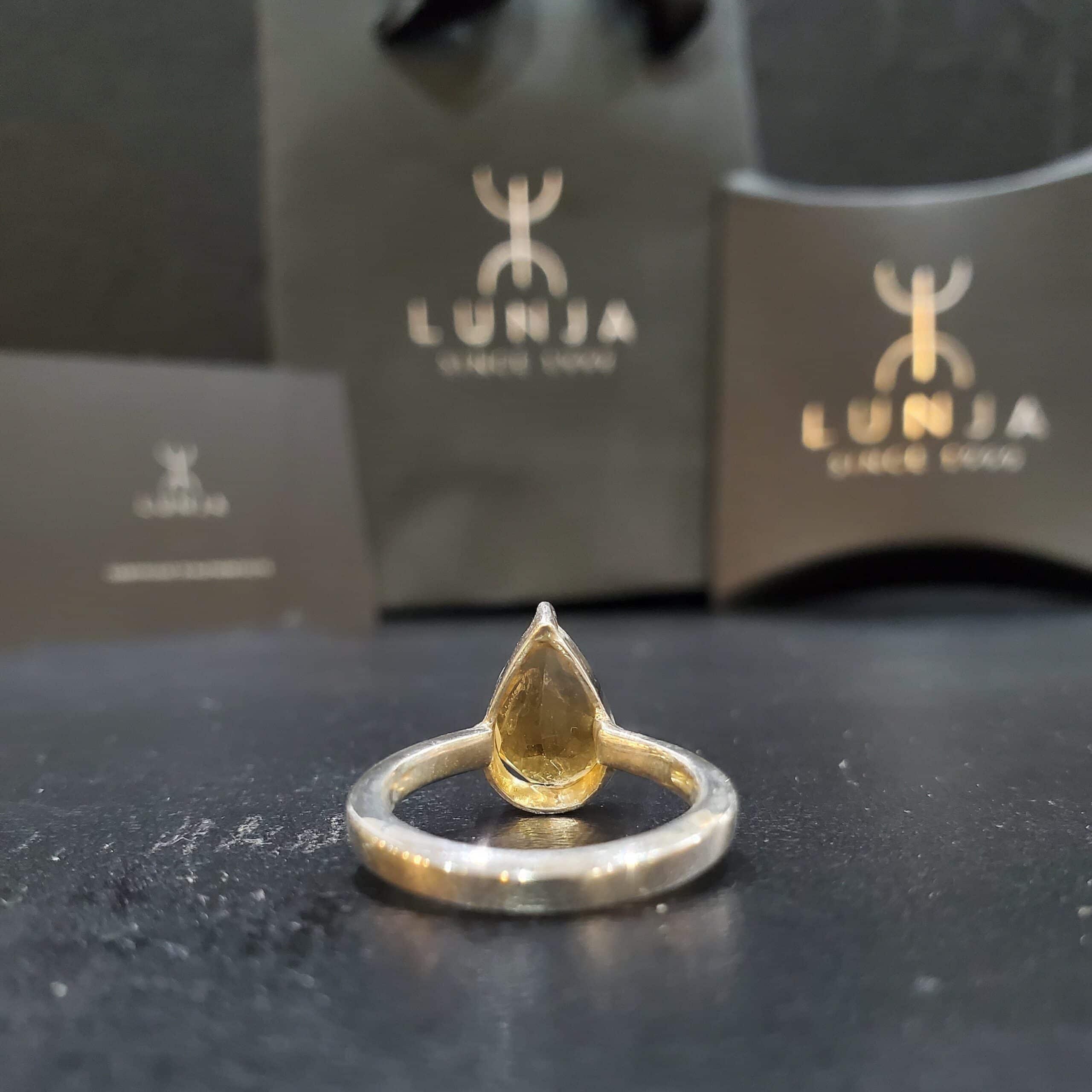 Bague ajustable en citrine naturelle 3,4 carats en argent 940 - artisanat Tunisien fait main | ILEYCOM