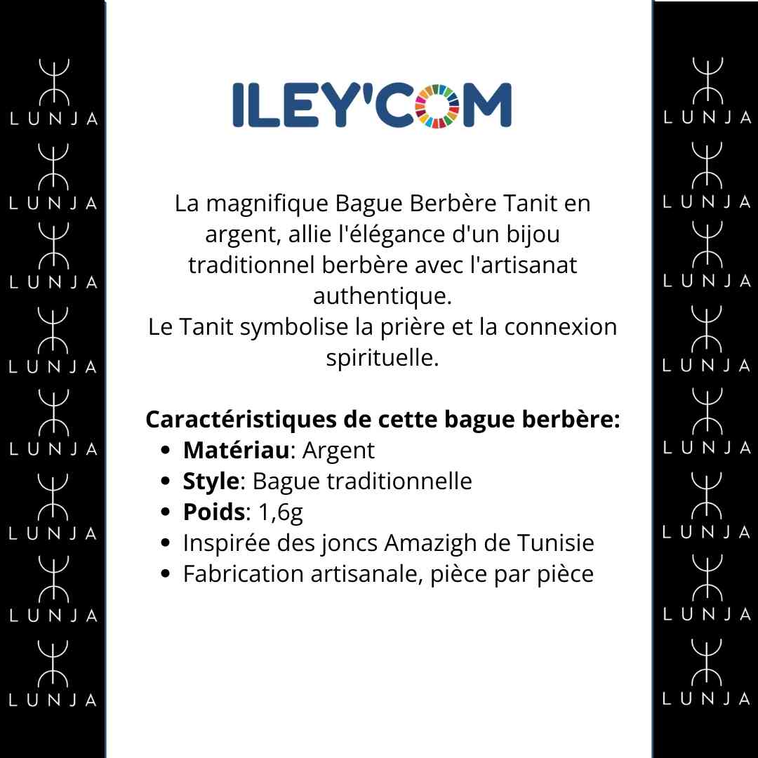 Bague Tanit Argent, bague berbère pour femme ajustable - artisanat Tunisien fait main | ILEYCOM