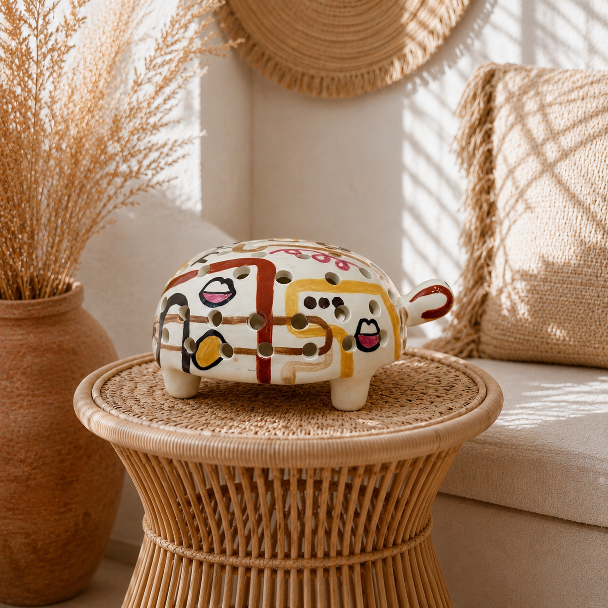 lampe tortue céramique élégante en tons pastels pour votre déco
