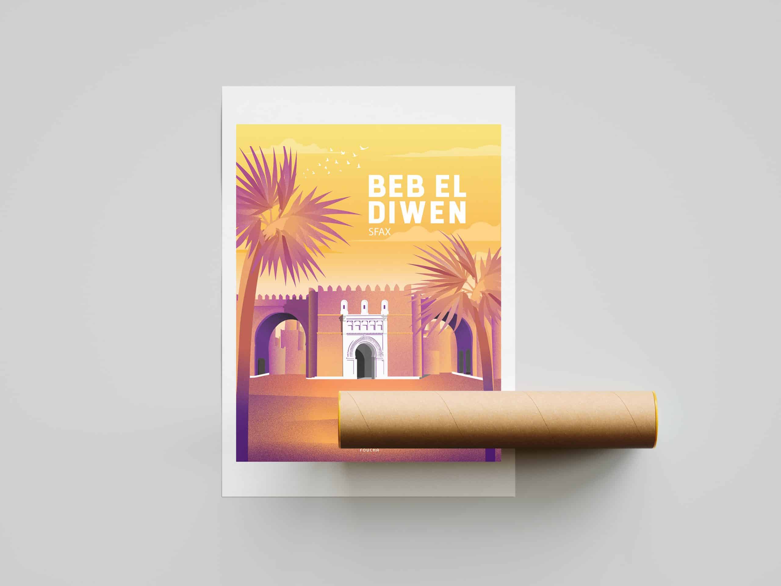 Poster Famous Places In Tunisia "Beb El Diwen"