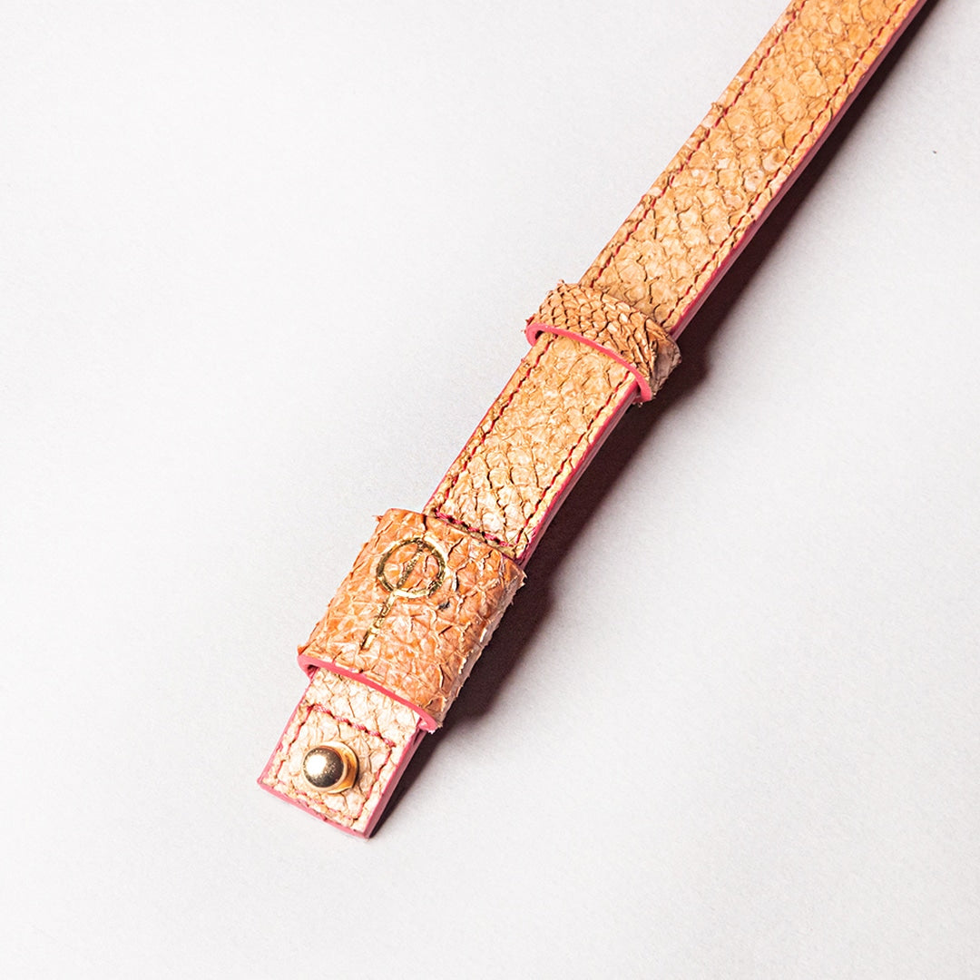 Ceinture cuir de saumon Beige