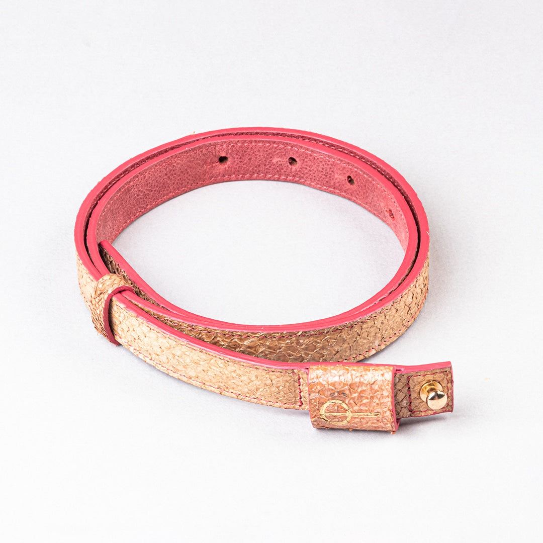 Ceinture cuir de saumon Beige