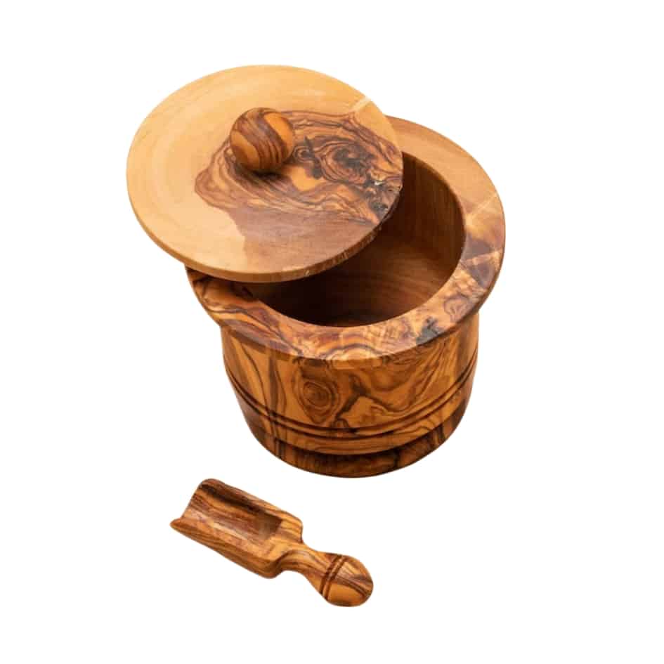Boîte à épices artisanale en bois d'olivier - fait main et écoresponsable - artisanat Tunisien fait main | ILEYCOM