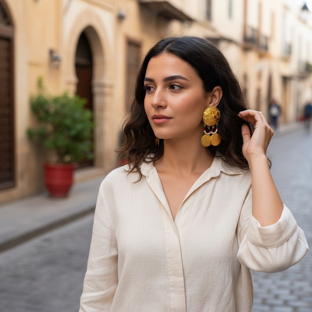 Boucle d'oreille cuivre en or 18K