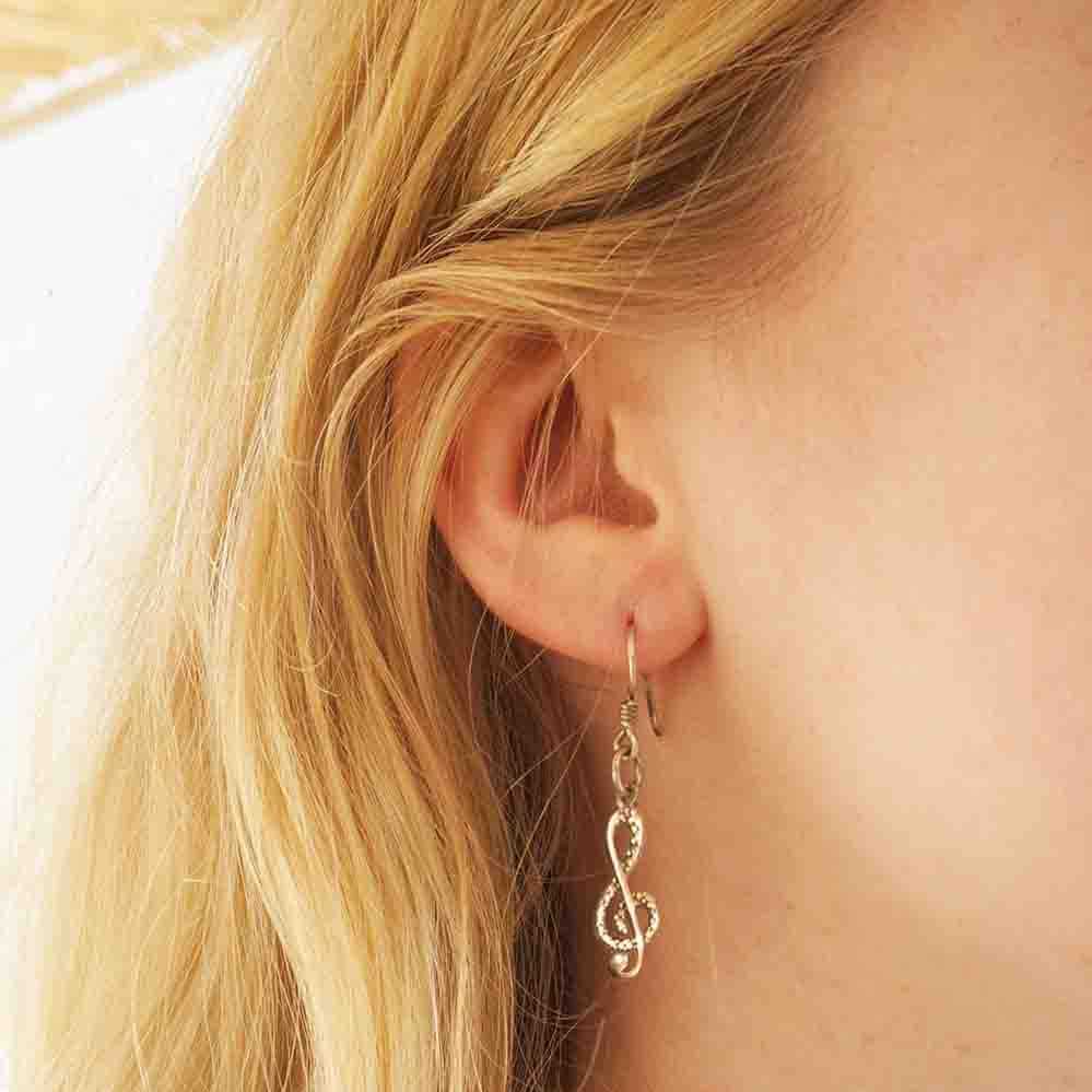 Boucles d'oreilles clés de sol en argent pour femme