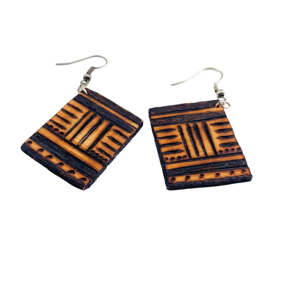 Boucles d'oreille en bois - artisanat Tunisien fait main | ILEYCOM