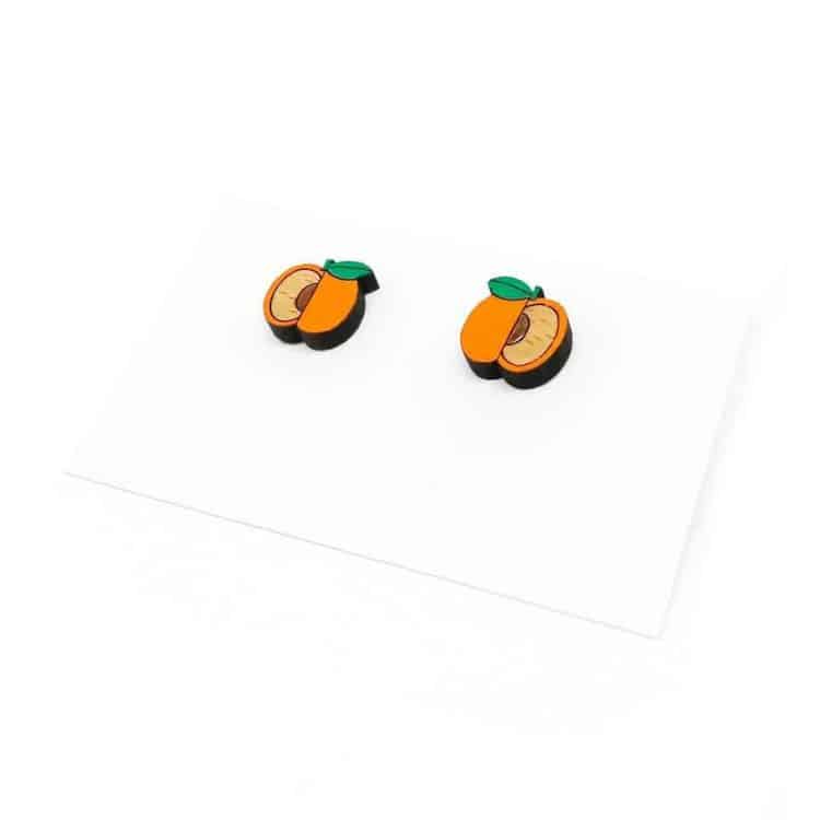Boucles d'oreilles Abricot – Bois Massif & Peinture Acrylique - artisanat Tunisien fait main | ILEYCOM