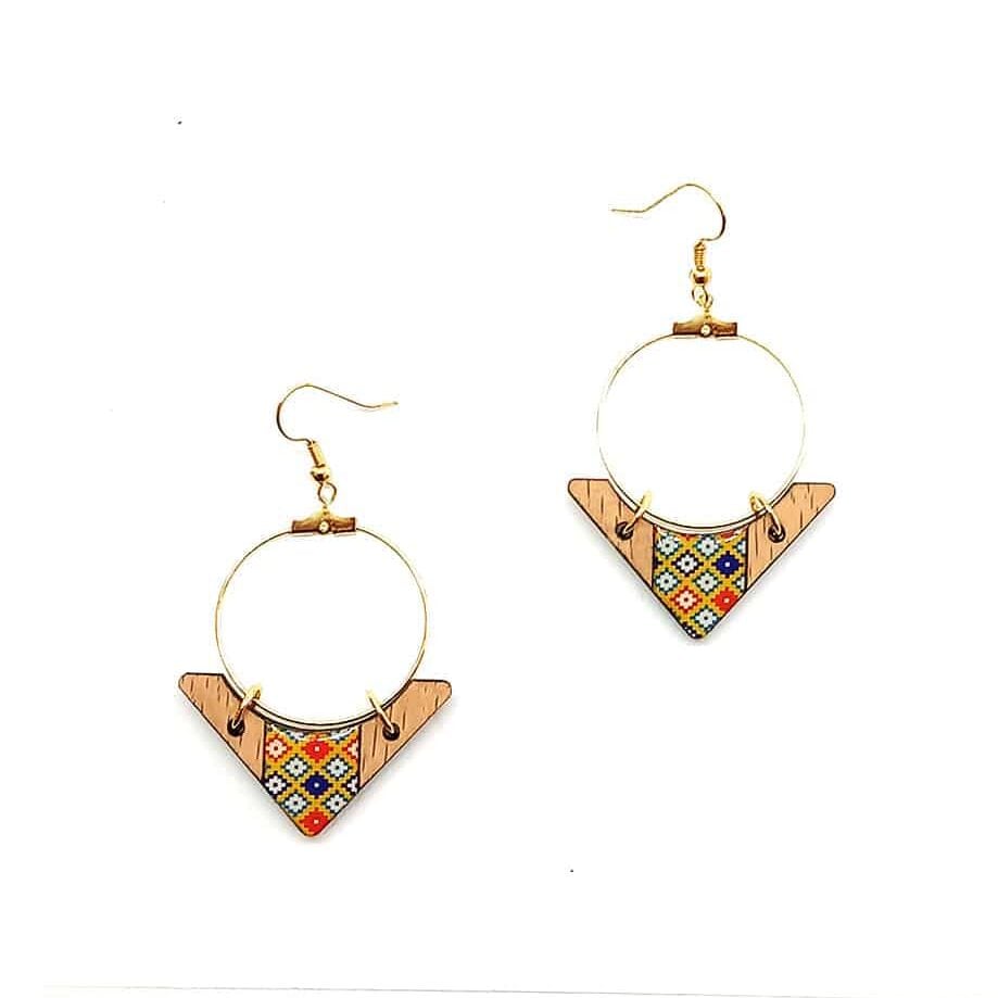 Boucles d'oreilles berbères "Douiret" – Bois, Résine & Laiton - artisanat Tunisien fait main | ILEYCOM