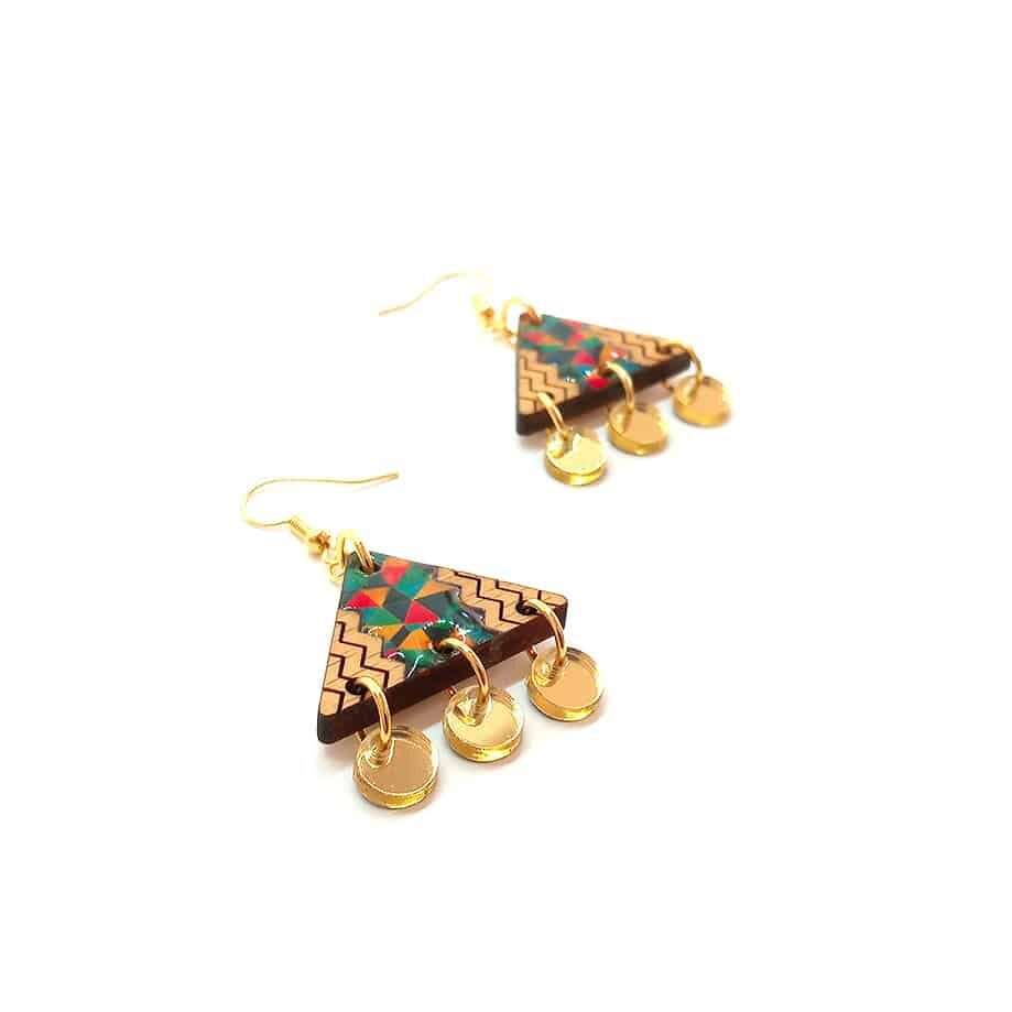 Boucles d'oreilles berbères en bois et résine Tamezret - artisanat Tunisien fait main | ILEYCOM