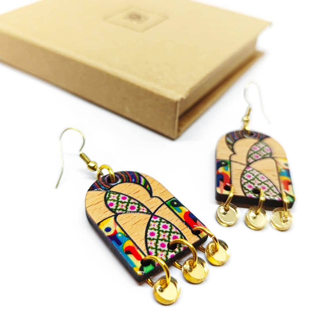 Boucles d'oreilles berbères en bois Medina Art - artisanat Tunisien fait main | ILEYCOM
