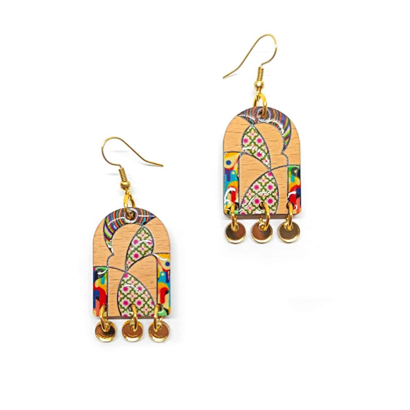 Boucles d'oreilles berbères en bois Medina Art - artisanat Tunisien fait main | ILEYCOM