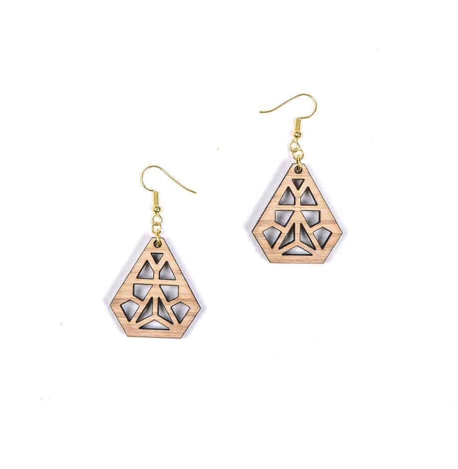 Boucles d'oreilles berbères "Oasis Géométrique" – Bois & Laiton - artisanat Tunisien fait main | ILEYCOM