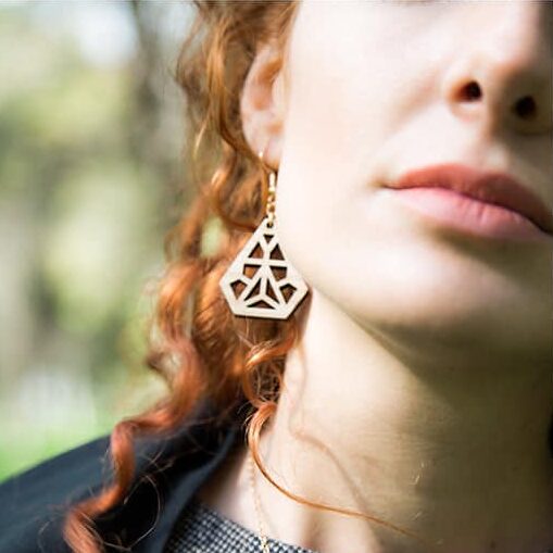 Boucles d'oreilles berbères "Oasis Géométrique" – Bois & Laiton - artisanat Tunisien fait main | ILEYCOM