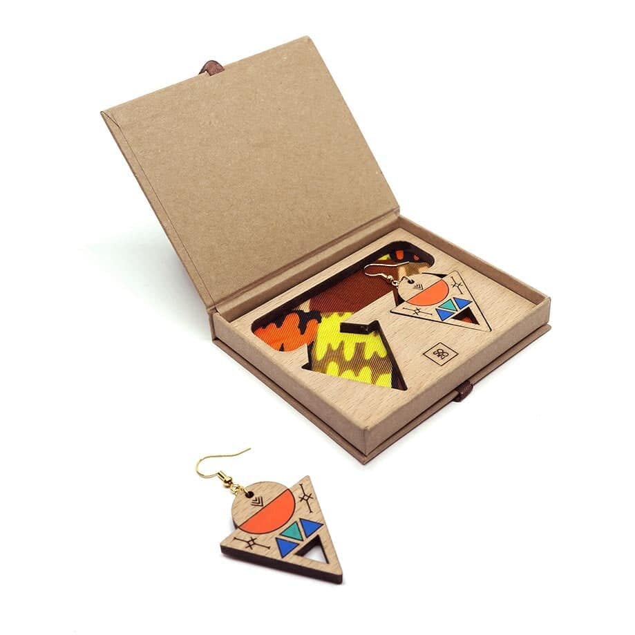 Boucles d'oreilles berbères "Soleil Nomade" – Bois & Acrylique - artisanat Tunisien fait main | ILEYCOM
