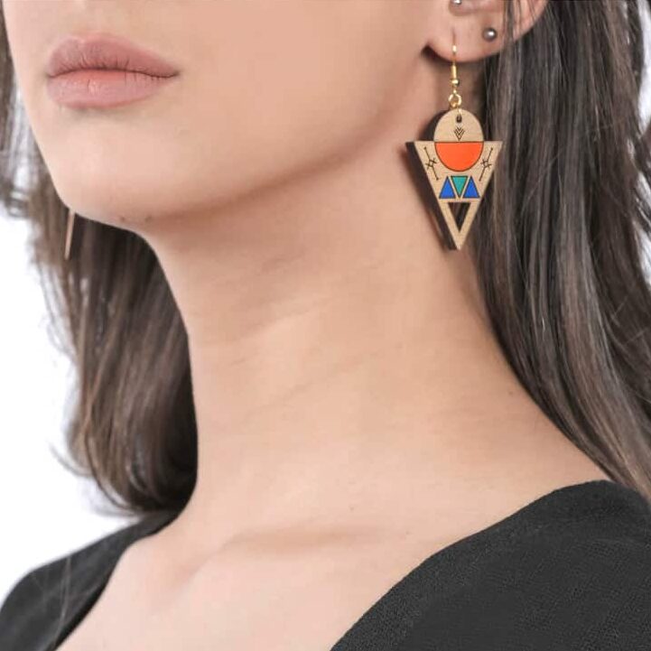 Boucles d'oreilles berbères "Soleil Nomade" – Bois & Acrylique - artisanat Tunisien fait main | ILEYCOM