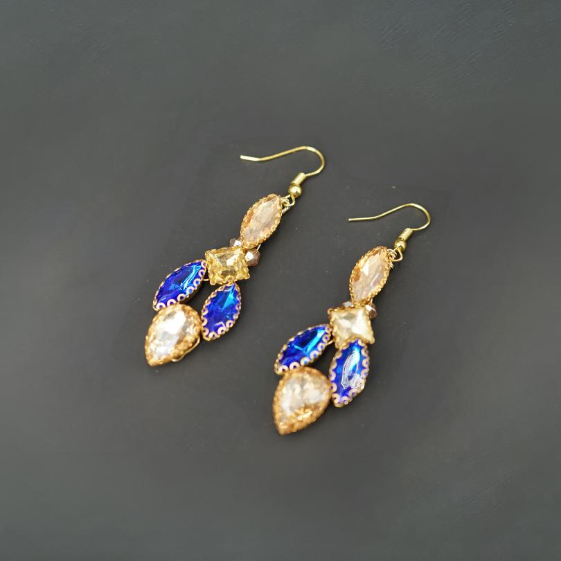 Boucles d'oreilles de mariage bleu, bijoux de mariée, Boucles d’oreilles en form - artisanat Tunisien fait main | ILEYCOM