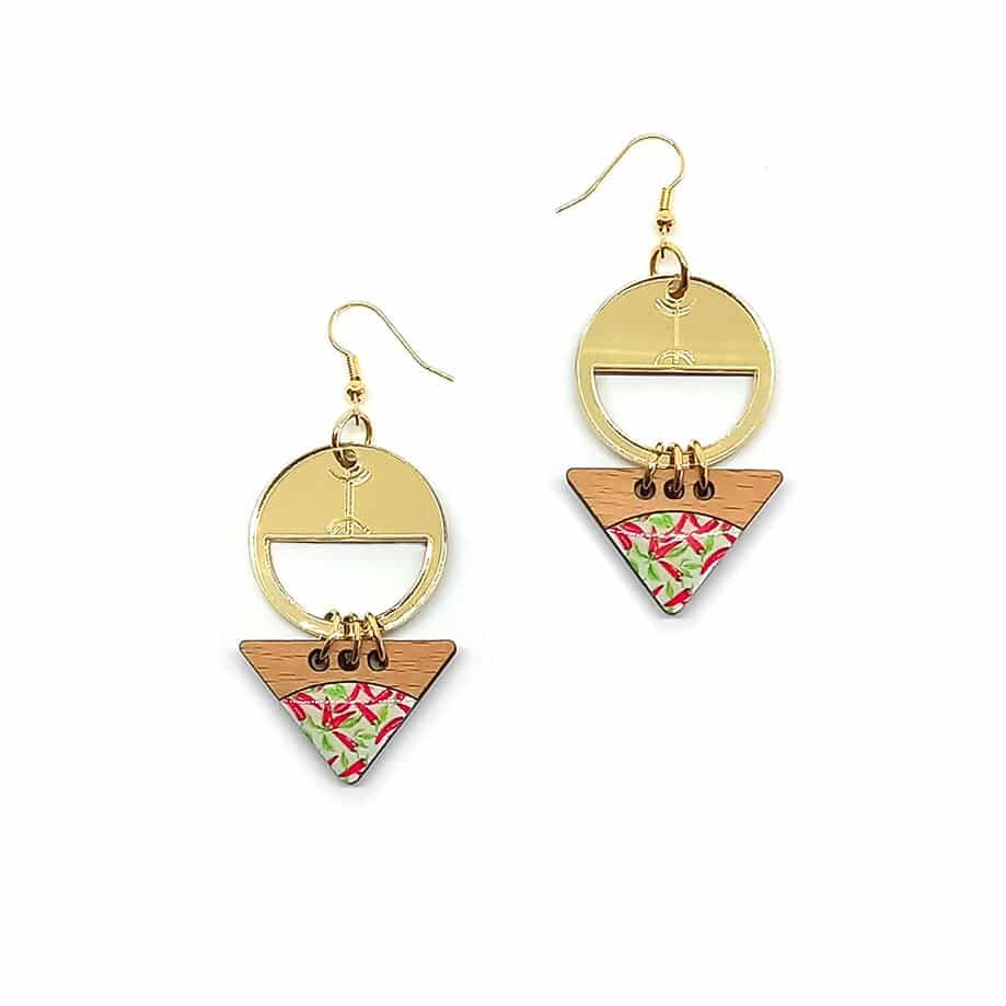 Boucles d'oreilles en bois "Red Hot Chili Berber" - artisanat Tunisien fait main | ILEYCOM