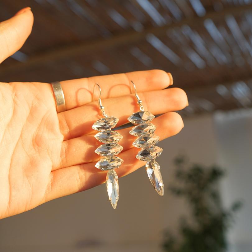Boucles d'oreilles en forme de larme, boucles d'oreilles en cristal et perles, b - artisanat Tunisien fait main | ILEYCOM