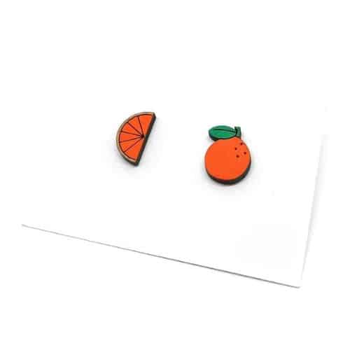 Boucles d'oreilles "Orange" en bois massif – design unique et coloré - artisanat Tunisien fait main | ILEYCOM