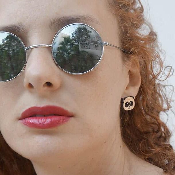 Boucles d’oreilles "Panda" en bois - artisanat Tunisien fait main | ILEYCOM