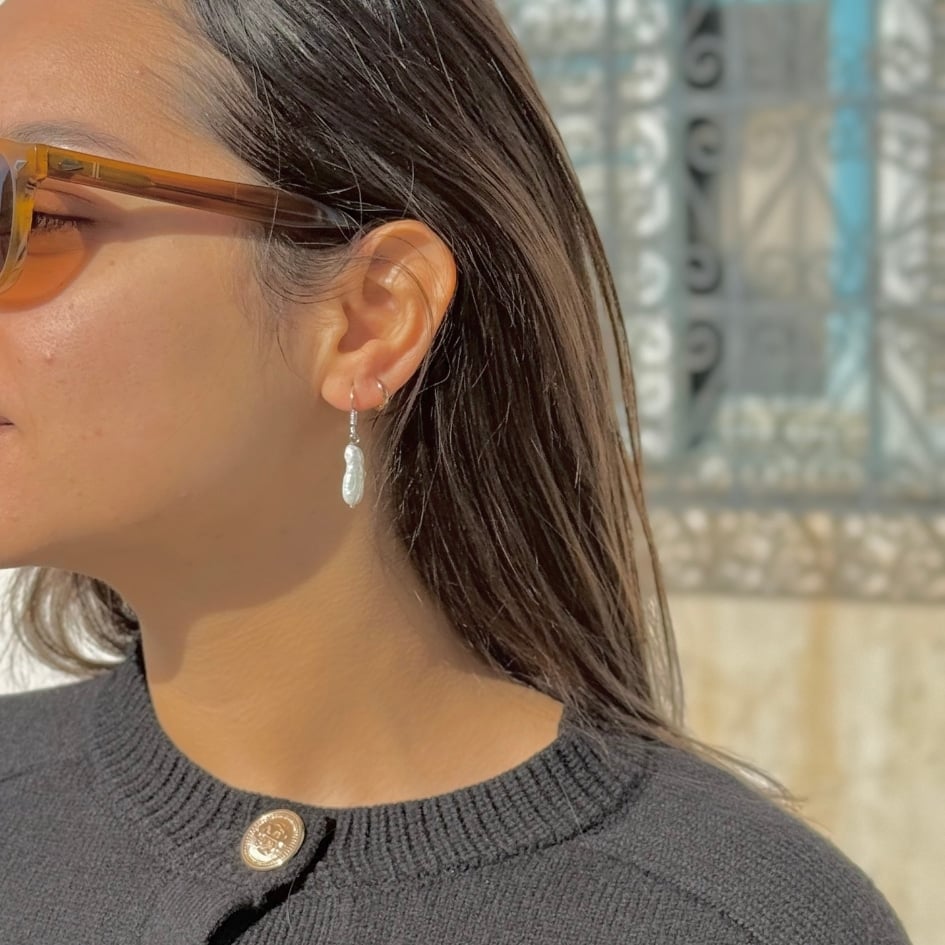 Boucles d'oreilles perle goutte d'eau en argent 925 – Disponibles en blanc et ro - artisanat Tunisien fait main | ILEYCOM
