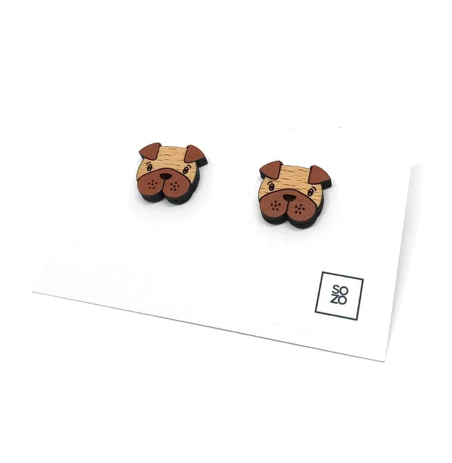 Boucles d'oreilles "Petit Chien" en bois - artisanat Tunisien fait main | ILEYCOM