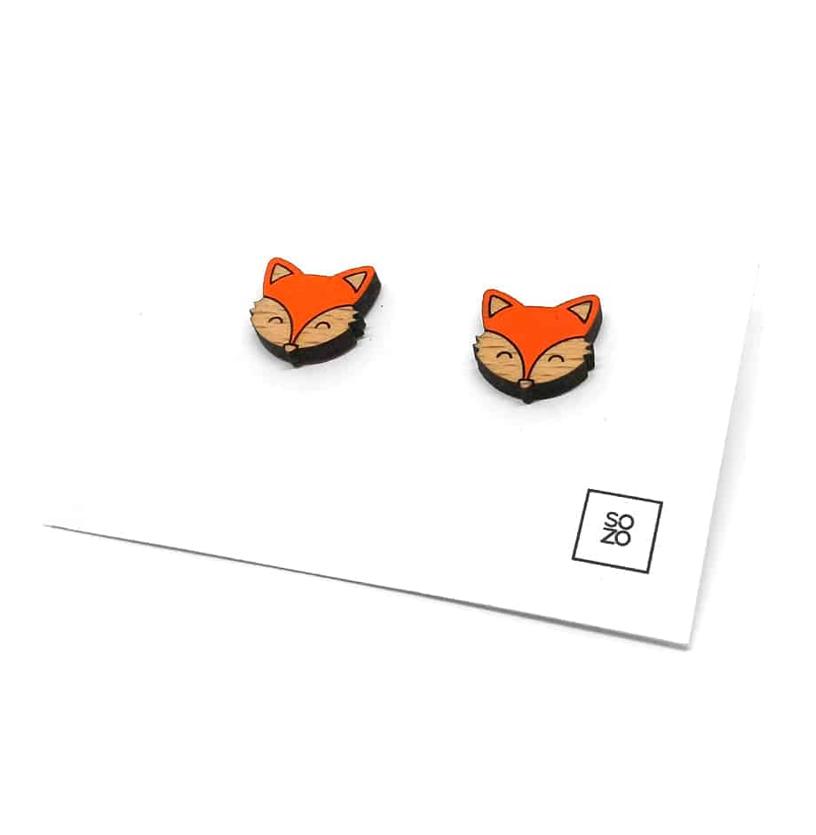 Boucles d’oreilles "Renard" en bois – Esprit nature et artisanat unique - artisanat Tunisien fait main | ILEYCOM