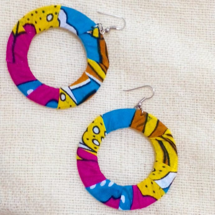 Boucles d'oreilles rondes recyclées multicolores - artisanat Tunisien fait main | ILEYCOM