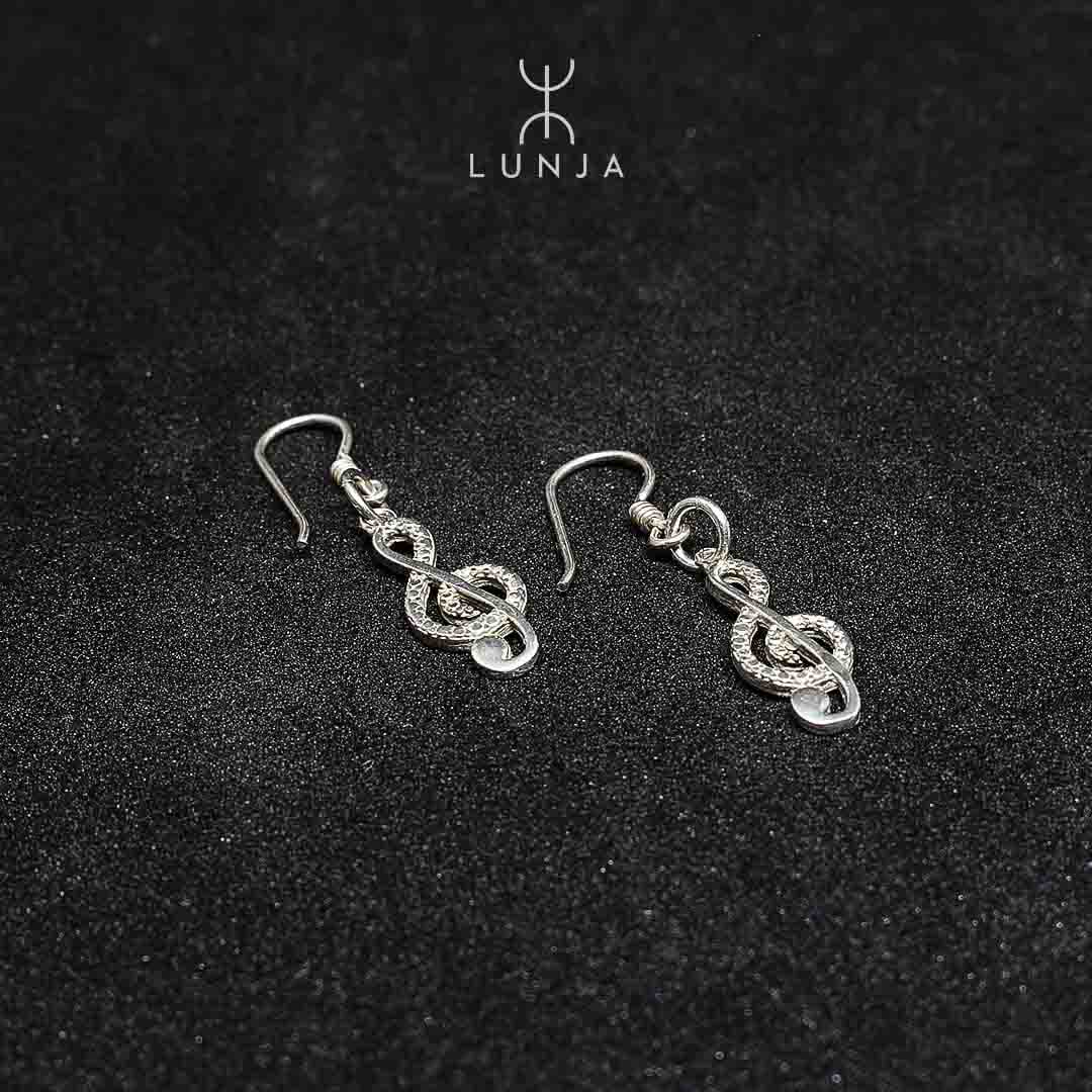 Boucles d'oreilles clés de sol en argent pour femme