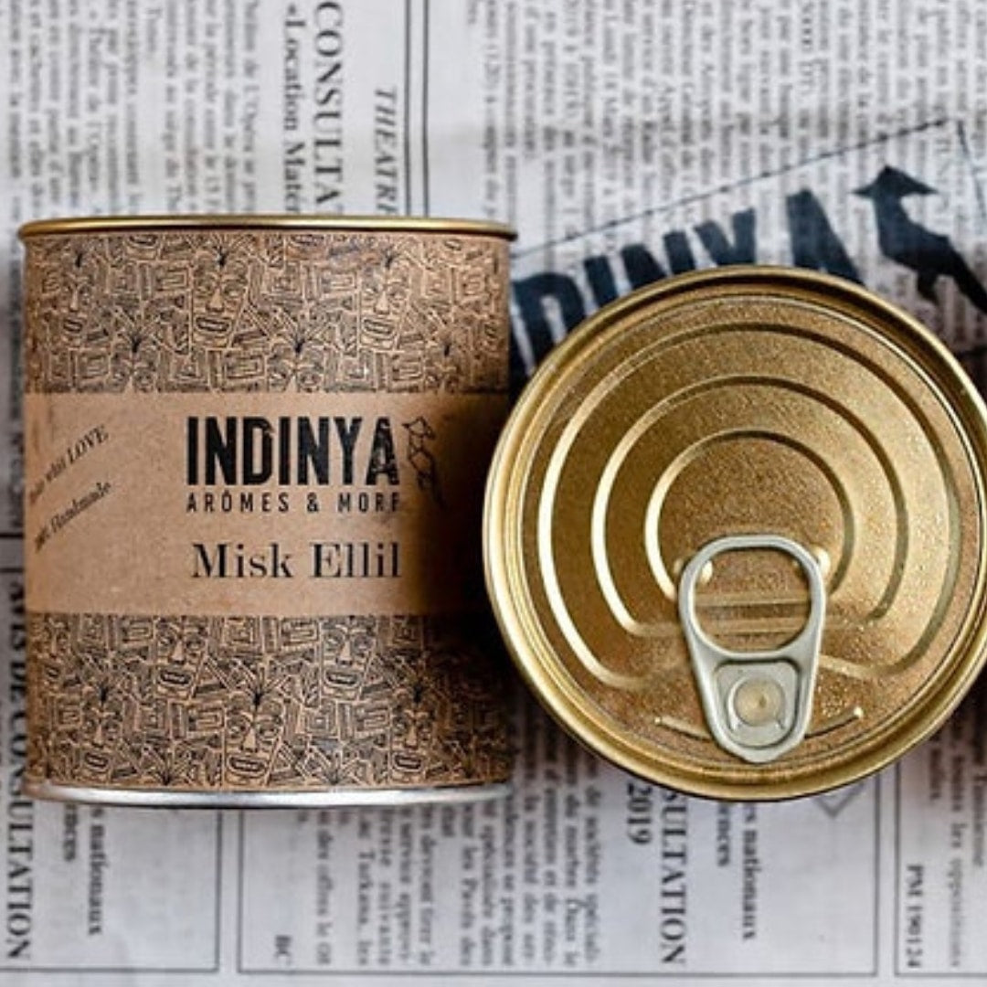 Bougie parfumée écologique et naturelle "Candle-in-a-Can" (Jasmin, Fleur d'Orang - artisanat Tunisien fait main | ILEYCOM