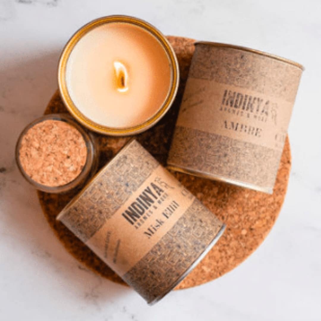 Bougie parfumée écologique et naturelle "Candle-in-a-Can" (Jasmin, Fleur d'Orang - artisanat Tunisien fait main | ILEYCOM
