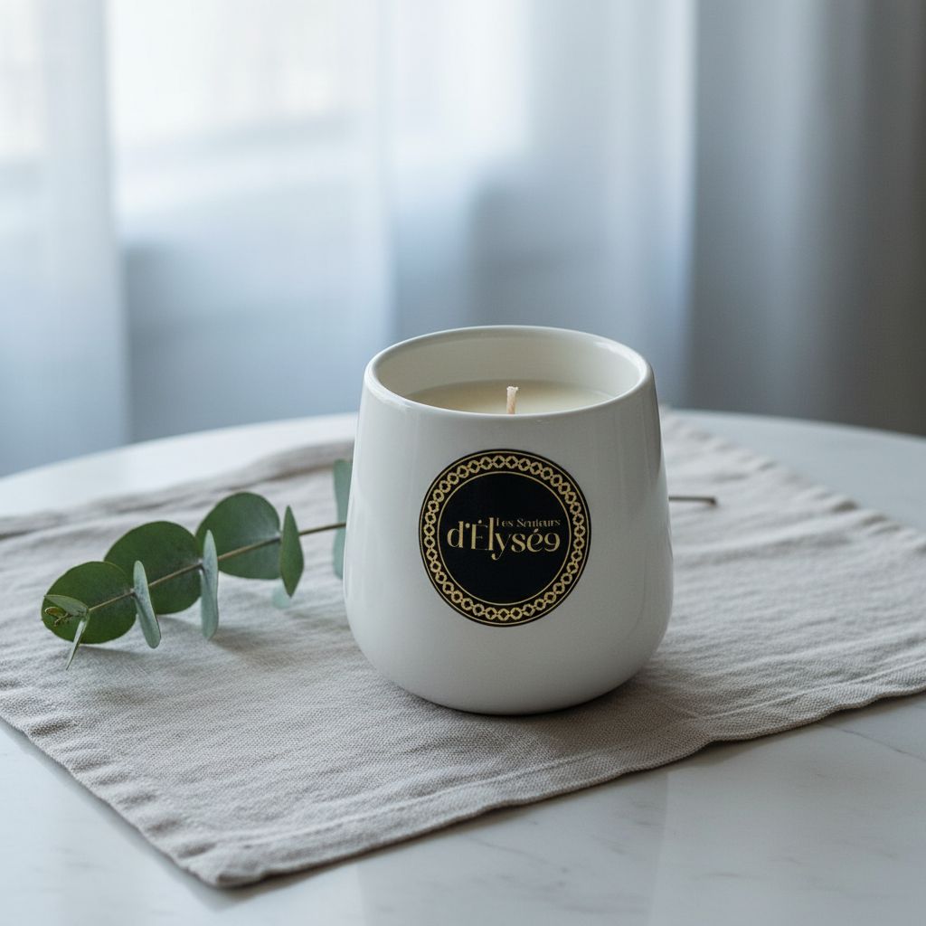 Bougie parfumée en céramique noire et blanche pour une ambiance élégante
