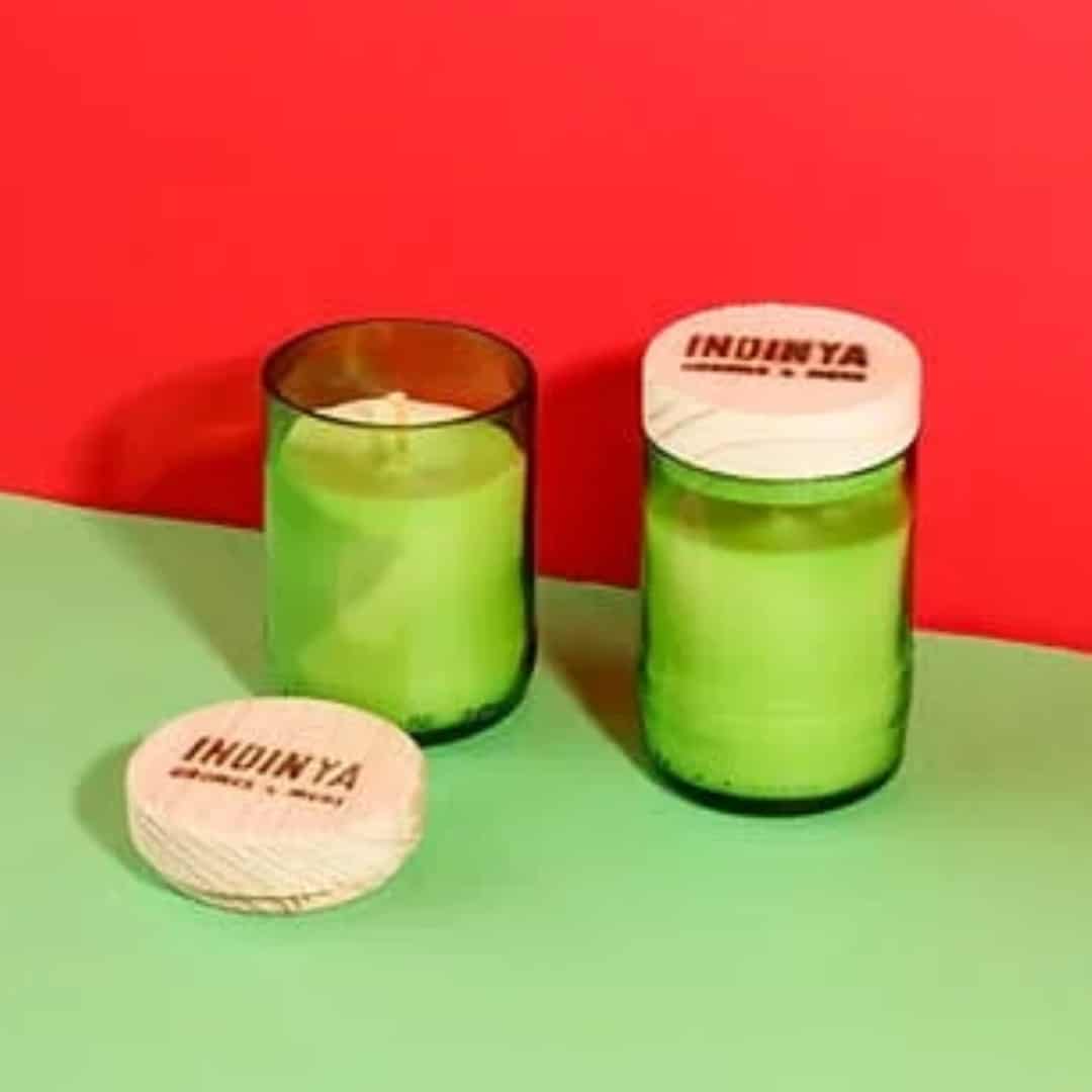 Bougie parfumée en eco-glass upcyclé en 3 senteurs (Jasmin, Orange Flower, Misk  - artisanat Tunisien fait main | ILEYCOM