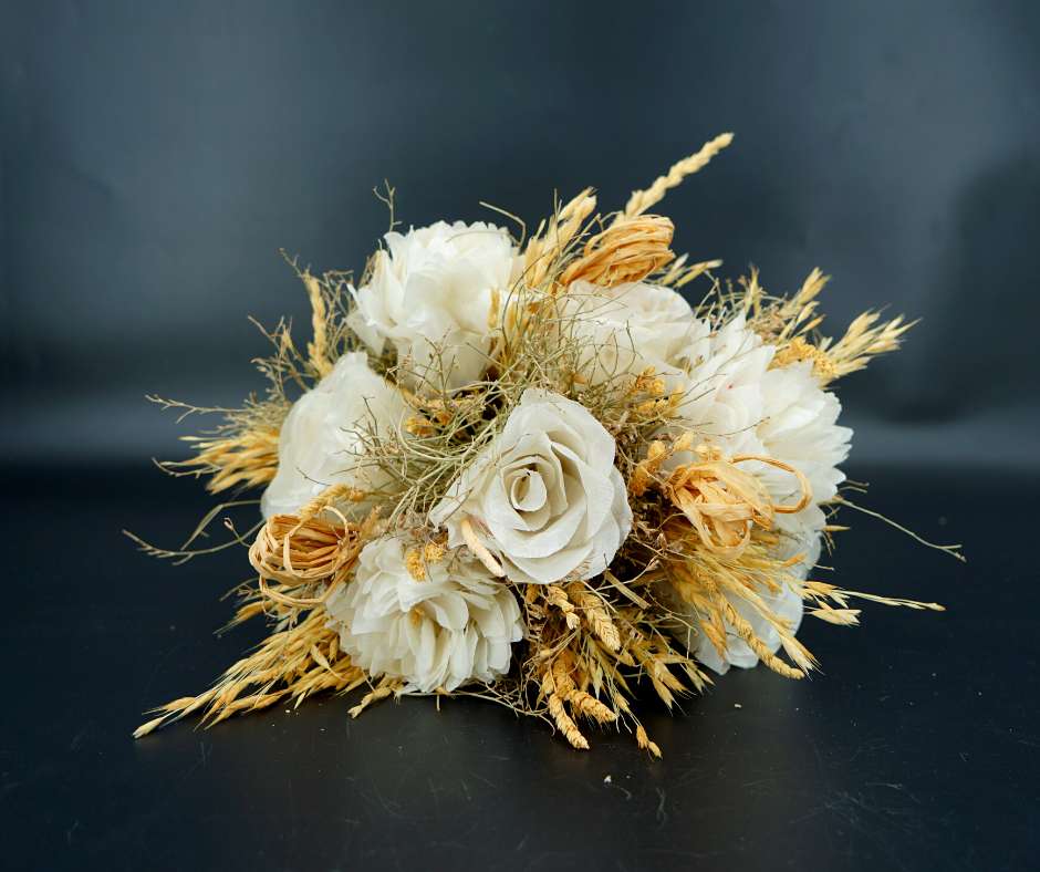 Bouquet de fleurs Blanche et jaune mariage - artisanat Tunisien fait main | ILEYCOM