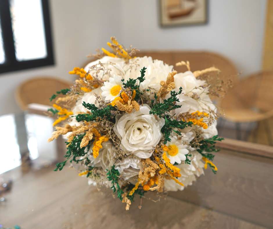 Bouquet de fleurs Blanche mariage - artisanat Tunisien fait main | ILEYCOM