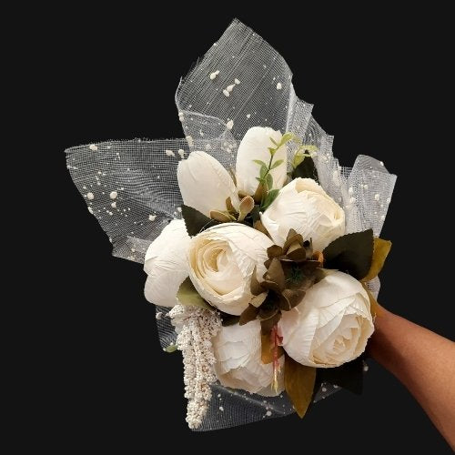 Bouquet de fleurs mariage blanc - artisanat Tunisien fait main | ILEYCOM