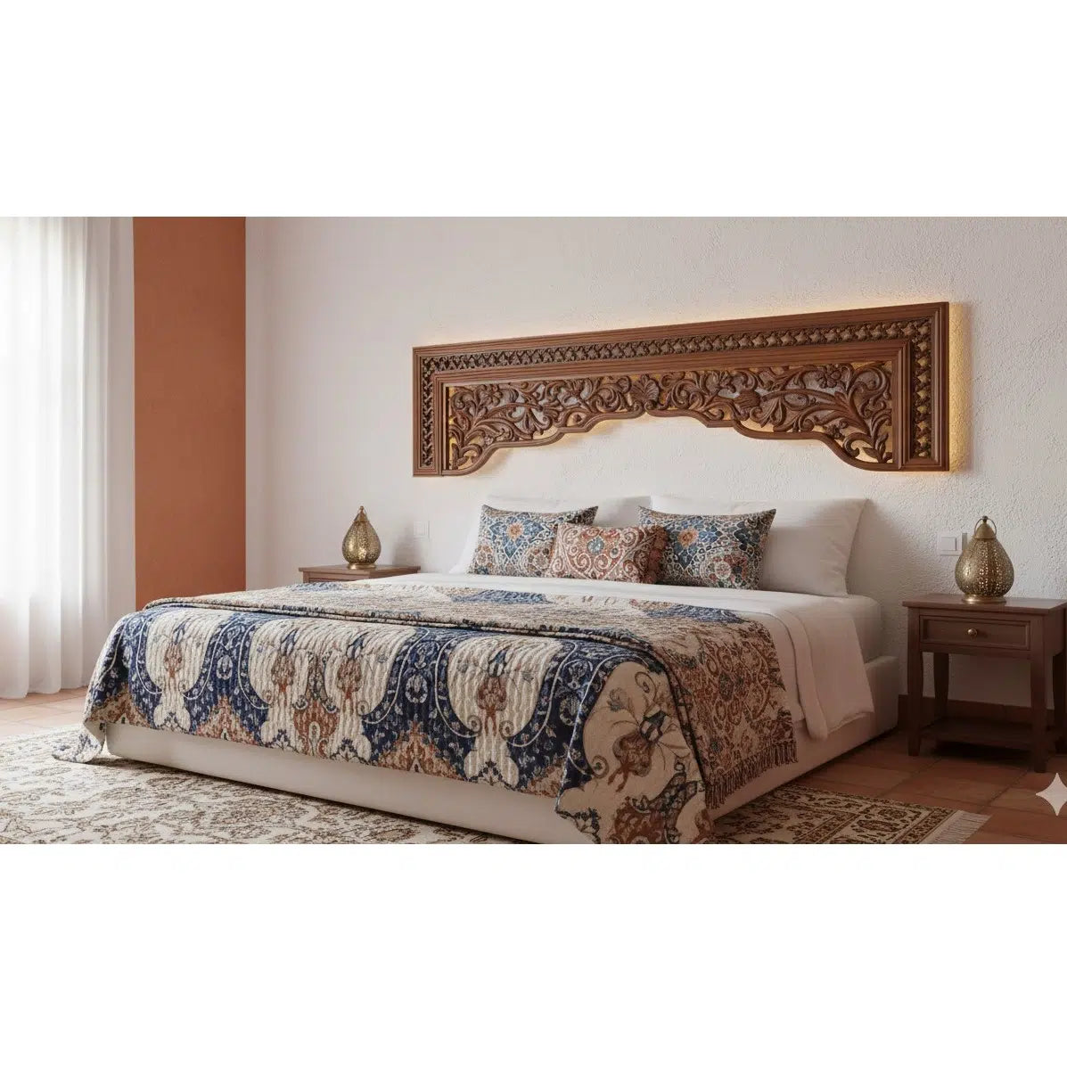 panneau mural bois artisanat exclusif en bois massif 60x225 cm