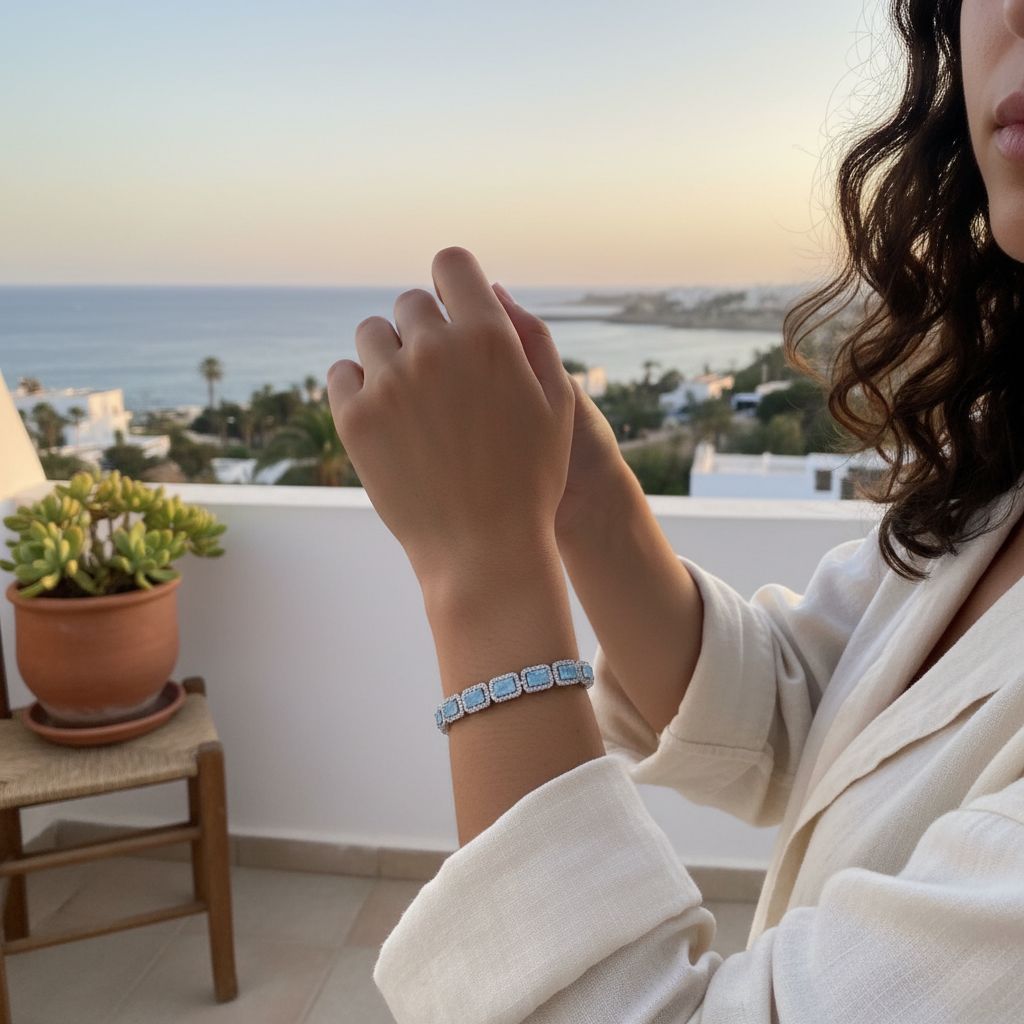 Bracelet acier argent en bleu