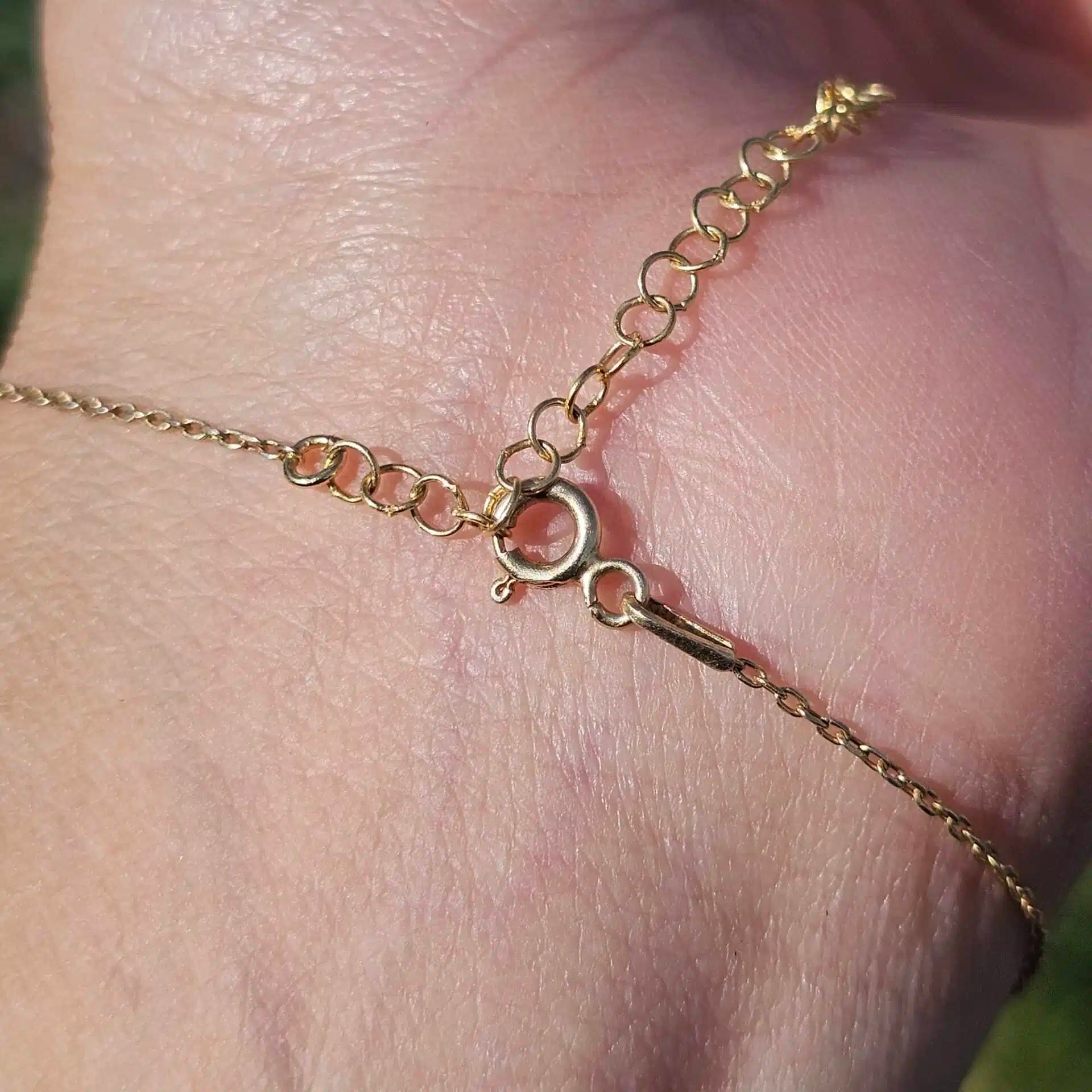 Bracelet en argent 925 plaqué en or 18 karats avec cœur Labradorite (18-23cm)