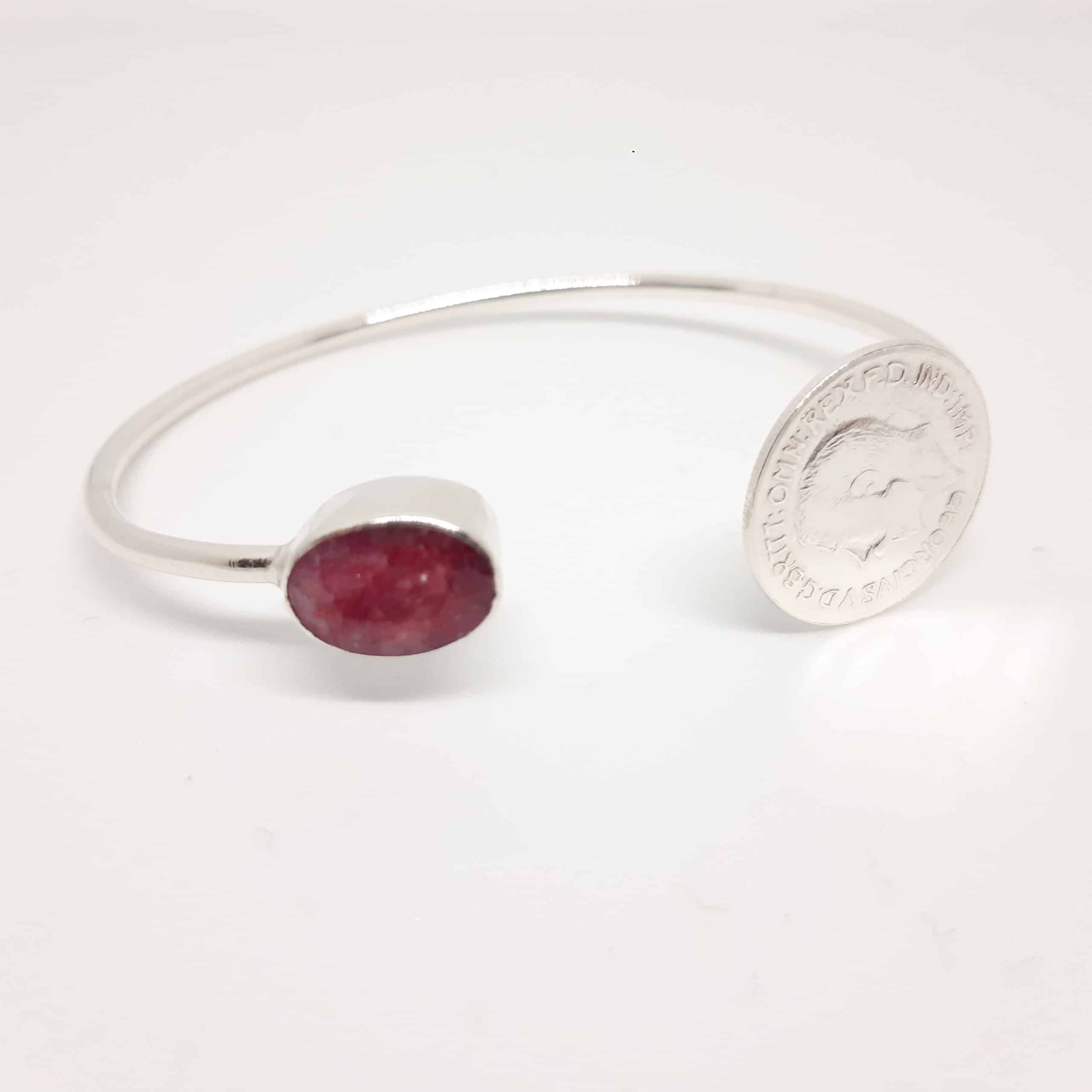 Bracelet femme en argent et racine de rubis en modèle Lira