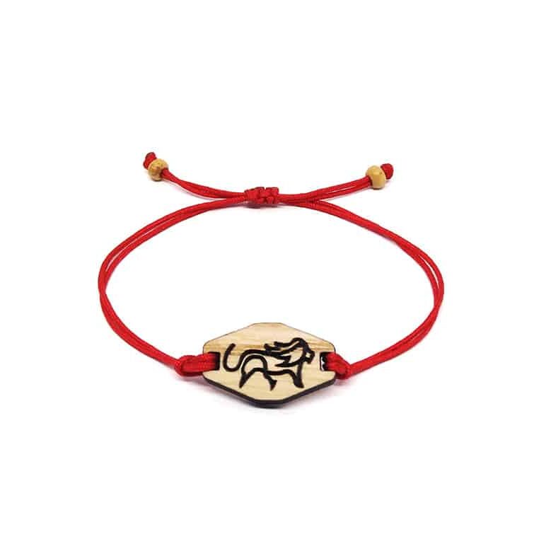 Bracelet Horoscope Lion – Pendentif en Bois Massif - artisanat Tunisien fait main | ILEYCOM