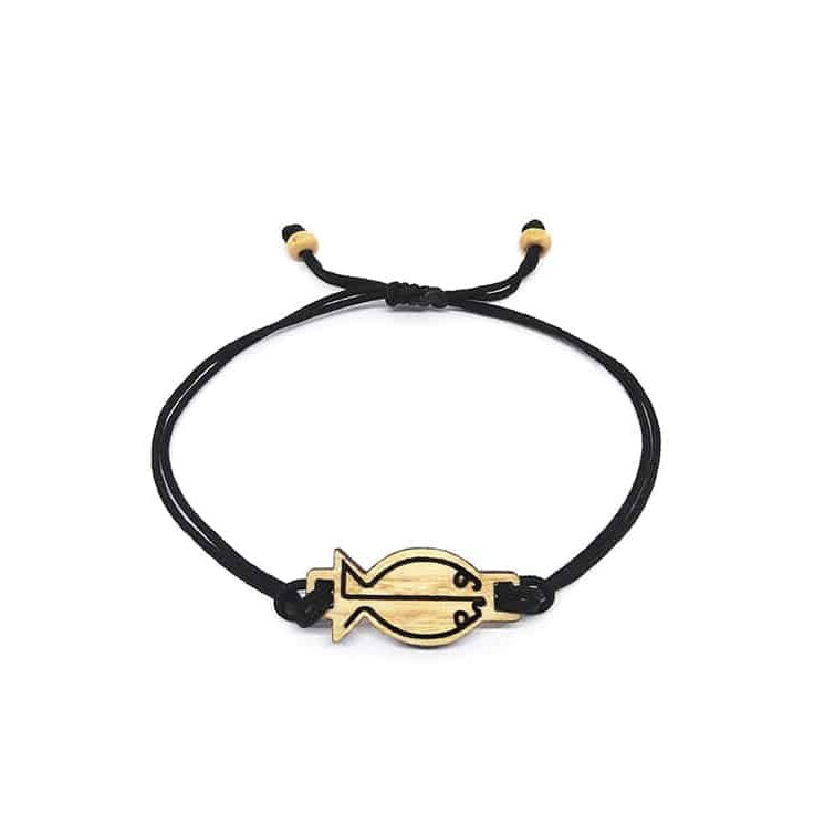Bracelet Horoscope Poissons – Pendentif en Bois Massif - artisanat Tunisien fait main | ILEYCOM