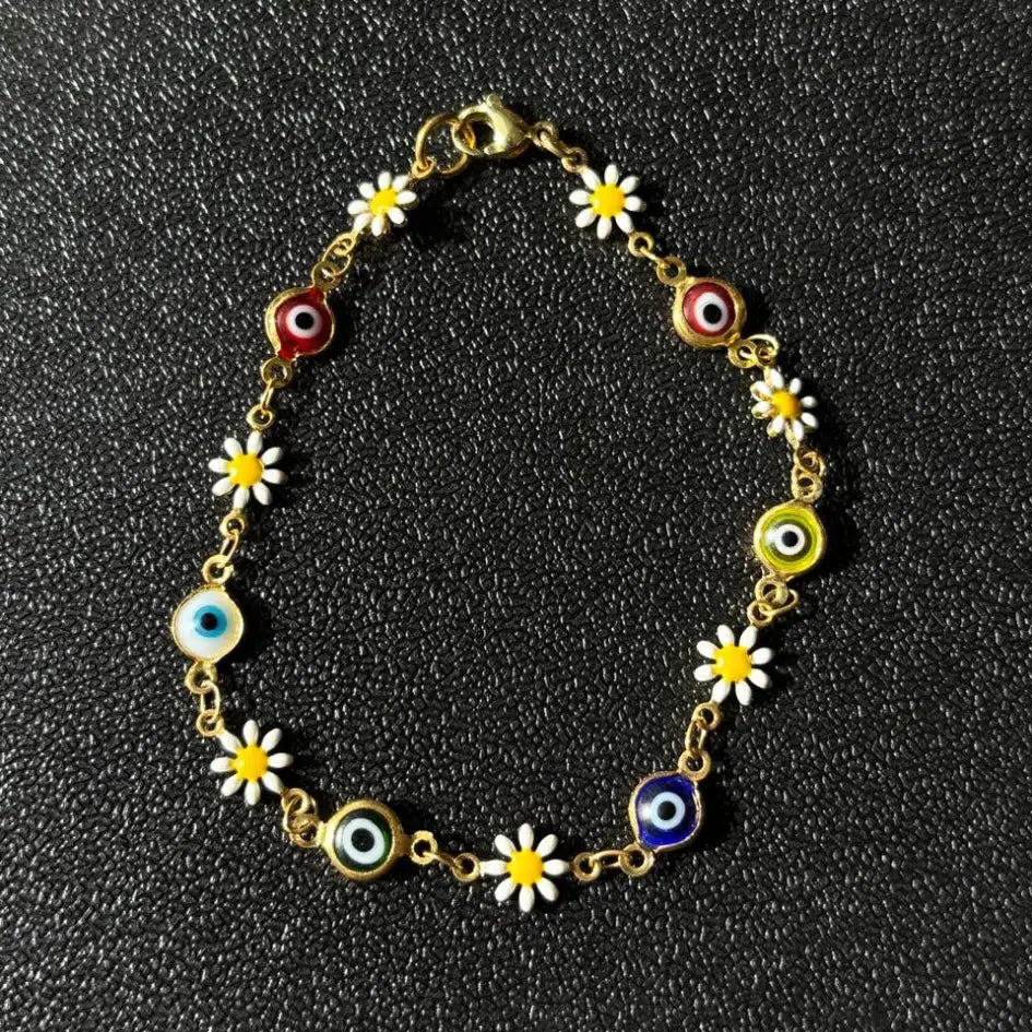 bracelet inoxydable marguerite x œil