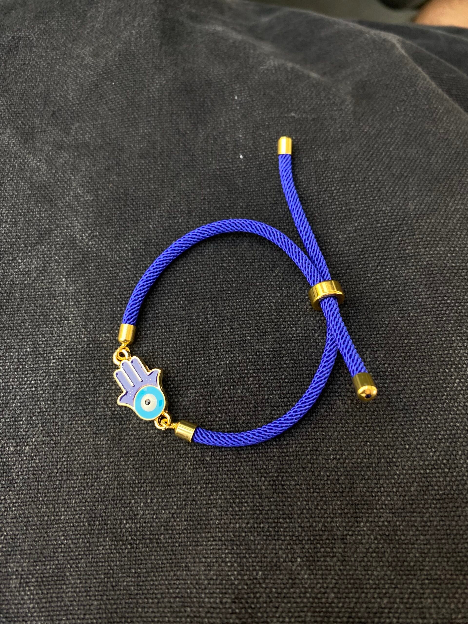 bracelet khomsa en coudre bleu fait main