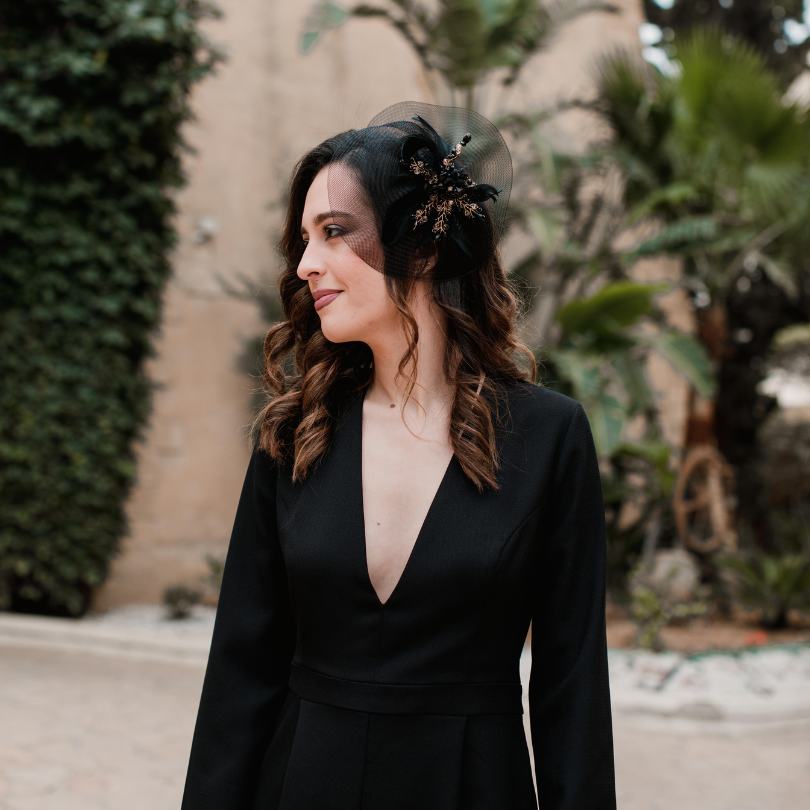 Broche Anglaise noire pour mariée, chapeau anglaise pour mariage, modèle choux,  - artisanat Tunisien fait main | ILEYCOM