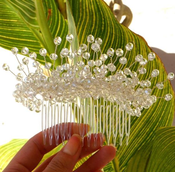 Broche Blanche modèle Peigne en cristal - artisanat Tunisien fait main | ILEYCOM