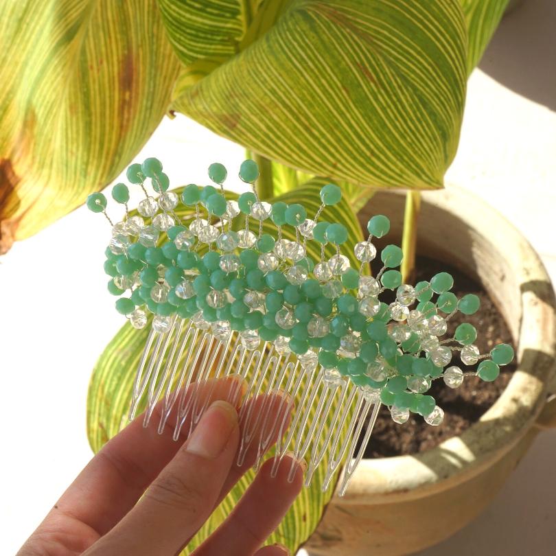 Broche cheveux bleu turquoise , MODÈLE  Peigne en cristal - artisanat Tunisien fait main | ILEYCOM