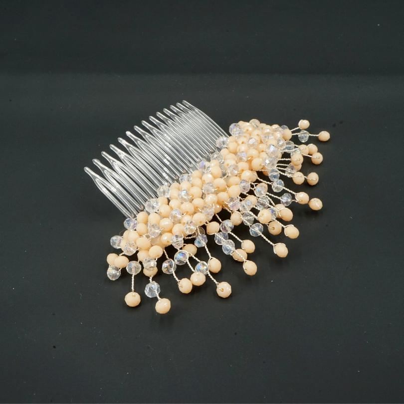 Broche cheveux rose  saumon, MODÈLE Peigne en cristal - artisanat Tunisien fait main | ILEYCOM